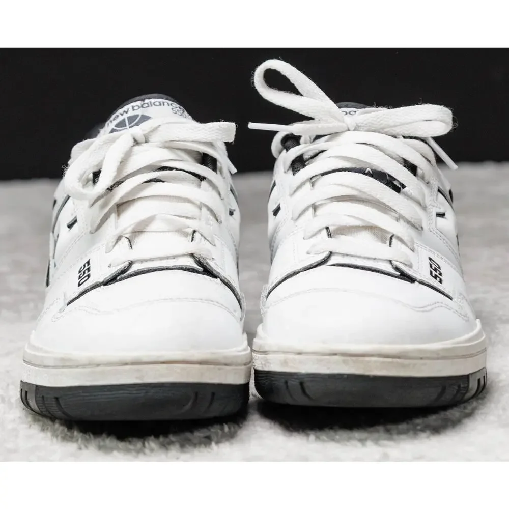 New Balance 550 White Black Leather Oreo Retro Sneakers Mens Size 8 Womens 9.5